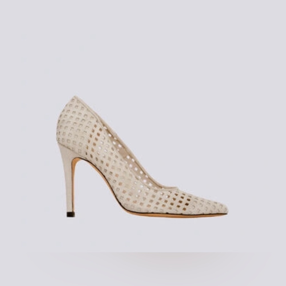 IRO LARSON PERFORATED SUEDE POINTED PUMPS IN ECRU Size 36 - Picture 5 of 11